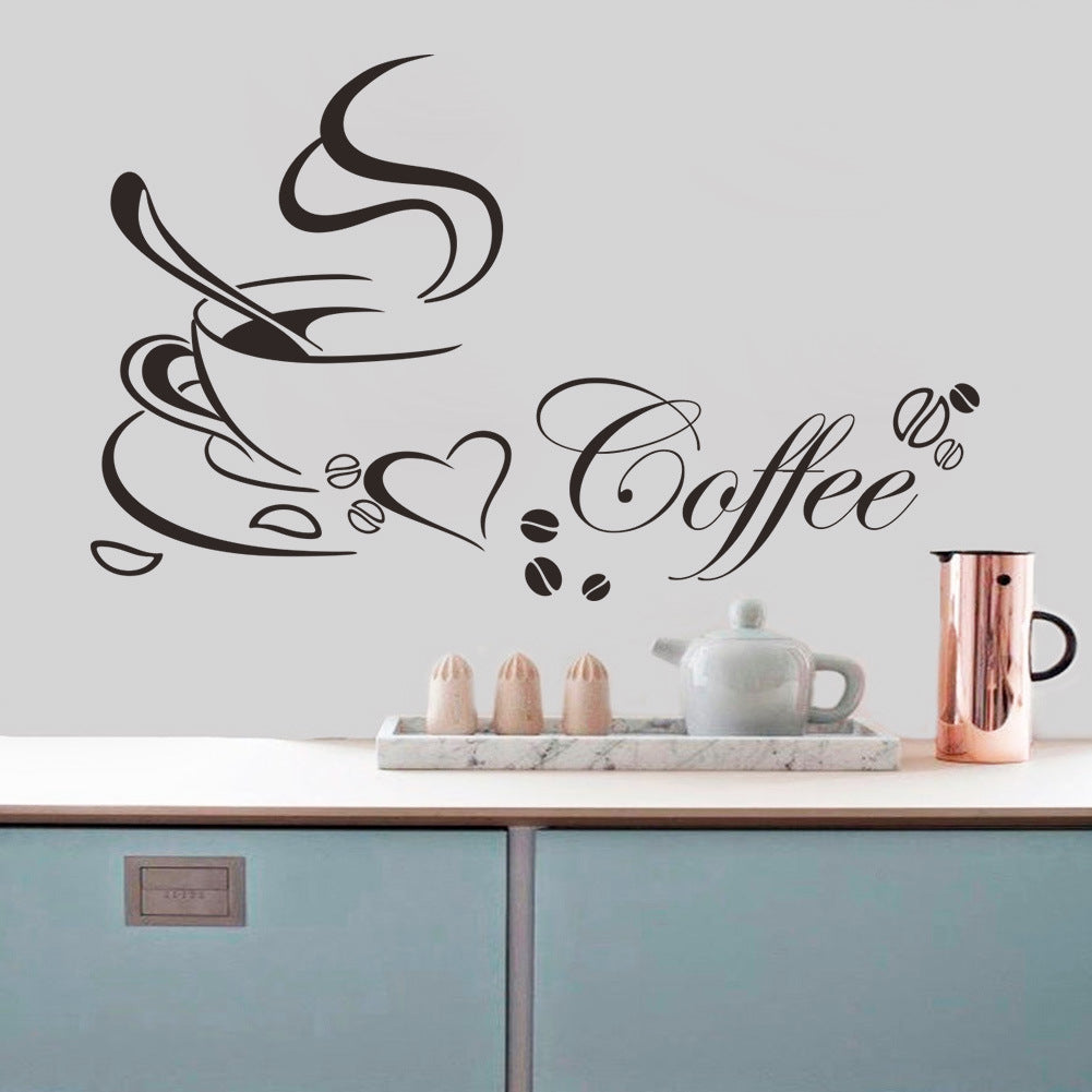 Coffee Cup Pattern Living Room Dining Table Kitchen Wall Sticker