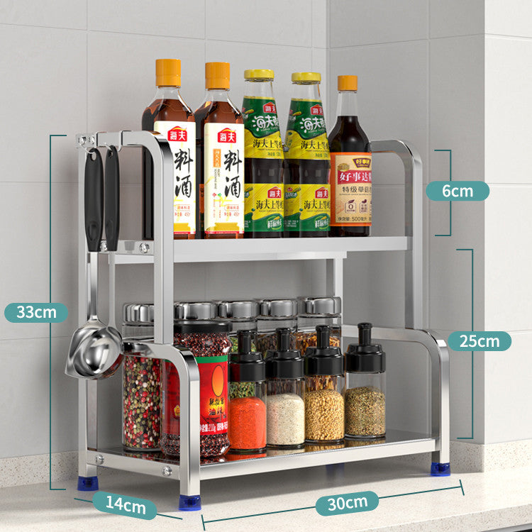 Kitchen Seasoning Rack, Chopsticks, Knife Rack, Countertop, Multi-functional Seasoning Kitchenware Storage Rack, Multi-layer Stainless Steel