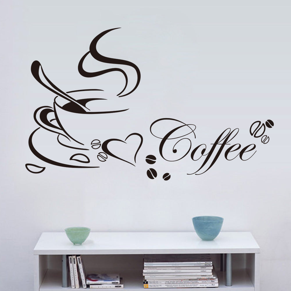 Coffee Cup Pattern Living Room Dining Table Kitchen Wall Sticker